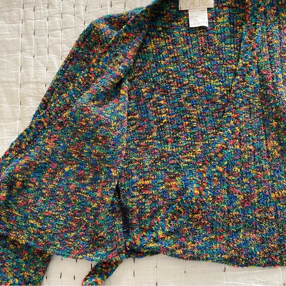 CACHE Multi-Colored Boucle Wrap-Around Sweater Cardigan Size XS - Picture 7 of 15